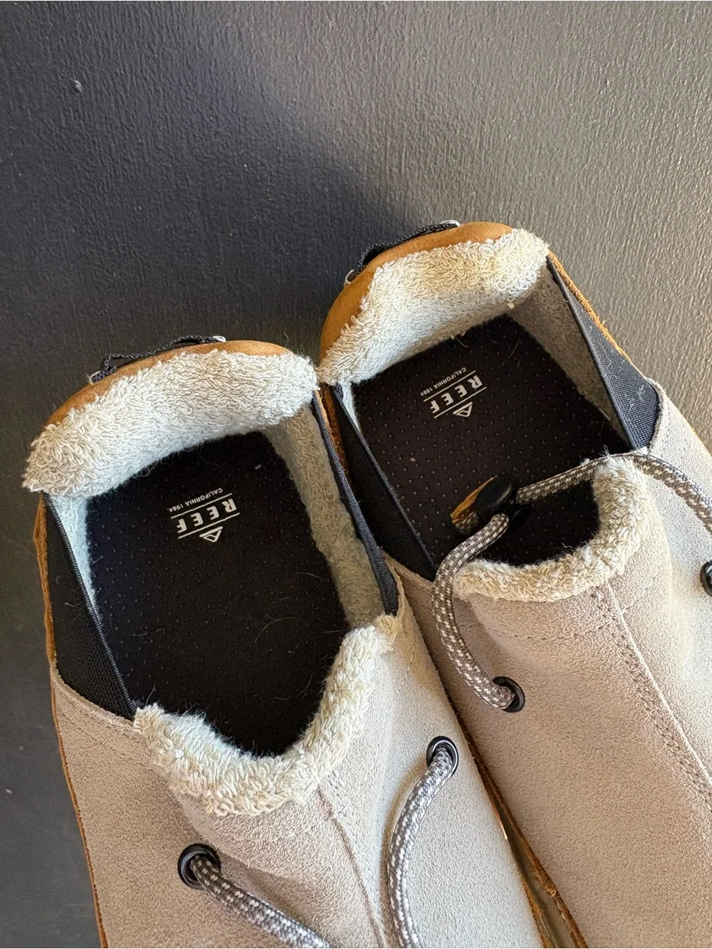 Reef Men’s Rambler Beige and Brown Slip-On Loafers Slippers